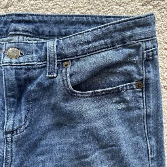 Vineyard Vines Jeans Women’s 4 Cropped Distressed Raw Hem Medium Blue Some Wear - Picture 8 of 16